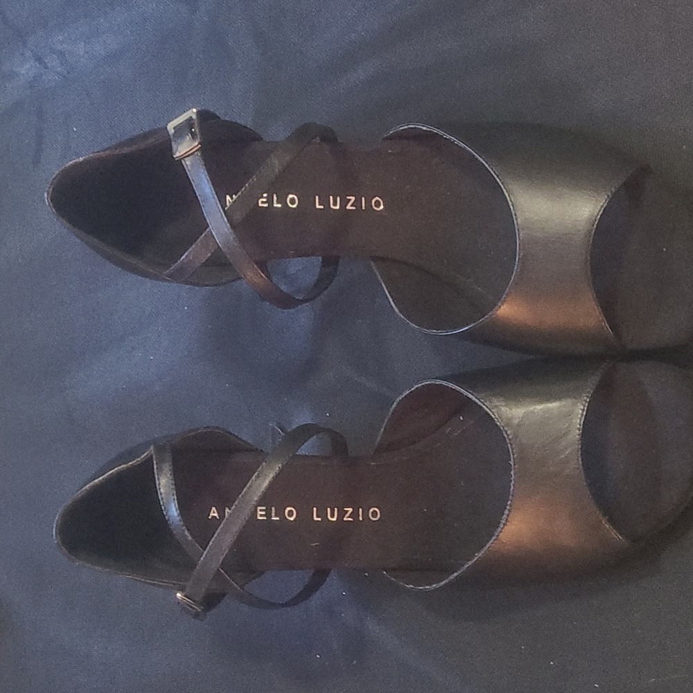ANGELO LUZIO Black Shinny Baby Calf  Size 8.5M